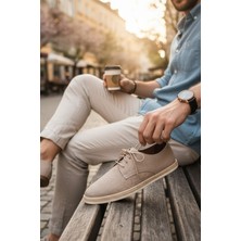 Enoch Hakiki Deri Inci Lazer Kesim Delikli ve Hasır Detaylı Erkek Casual Ayakkabı