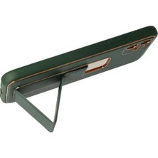 Newface Iphone 12 Kılıf Coco Deri Standlı Kapak - Yeşil