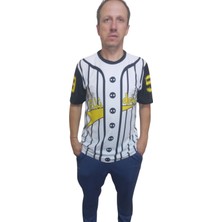 NW NessiWorld Erkek T-Shirt 59 Numara Baskılı Sarı (Kesik Elyaf Kumaş)