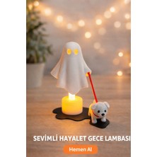 Nuclear Kimya 3D Baskı Köpeğini Gezdiren Hayalet Biblo Gece Lambası Balonlu Dekoratif Masa Lambası Pilli Mum