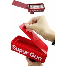 Kırmızı Parti Oyuncağı Para Saçma Fırlatma Tabancası Makinesi Super Money