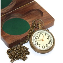 NW NessiWorld Ahşap Kutulu Pirinç Köstekli Saat Model 3