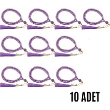 NW NessiWorld Namaz Tesbihi Vavlı 99'lu Cam Incili Ayet-El Kürsi Dua Kartı Ile Mor Renk Hediyelik 10 Adet