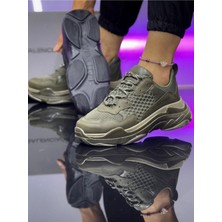 Liarca Urban Motion Siyah Beyaz Kalın Taban Haki Rengi Sneaker