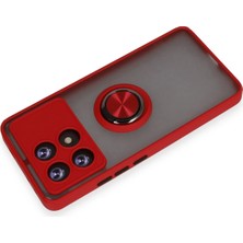 Newface Xiaomi Poco X6 Pro Kılıf Montreal Yüzüklü Silikon Kapak - Kırmızı