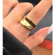Linda Shop Altın Renk Ayarlanabilir Çelik Yüzük