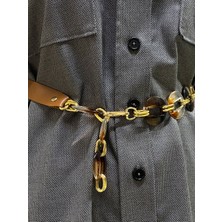 Kemerli Yan Cepli Tam Boy Düğmeli Kadın Elbise