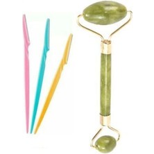 Normadia Yeşim Taşı Masaj Aleti ve 3'lü Kaş Usturası Seti