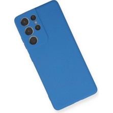 Newface Samsung Galaxy S21 Ultra Kılıf Nano Içi Kadife Silikon - Mavi