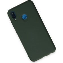 Newface Huawei P20 Lite Kılıf Nano Içi Kadife Silikon - Koyu Yeşil