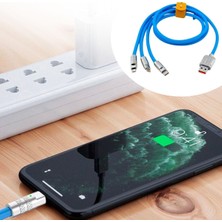NW NessiWorld Buffer®kutulu  3 Şarj Aleti 1 Arada Çinko Alaşım Hızlı Şarj Kablosu Mavi 3 In 1