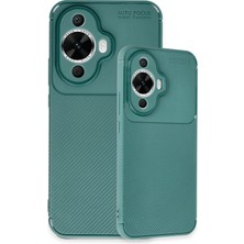 Newface Huawei Nova 12S Kılıf Auto Focus Karbon Kapak - Koyu Yeşil