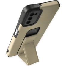 Newface Samsung Galaxy A03S Kılıf Mega Standlı Silikon - Gold