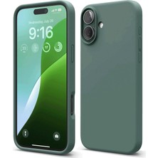 Newface Iphone 16 Kılıf Nano Içi Kadife Silikon - Koyu Yeşil