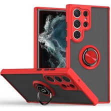 Newface Samsung Galaxy S25 Ultra Kılıf Montreal Yüzüklü Silikon Kapak - Kırmızı