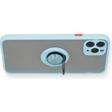 Newface Iphone 11 Pro Max Kılıf Montreal Yüzüklü Silikon Kapak - Buz Mavi