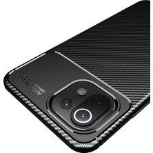 Newface Xiaomi Mi̇ 11 Lite Kılıf Auto Focus Karbon Kapak - Kahverengi
