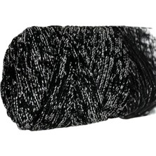 NW NessiWorld Makrome Ipi 3mm Polyester Siyah Gümüş  Simli