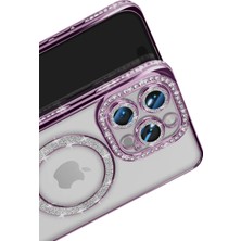 Newface Iphone 16 Pro Max Kılıf Joke Simli Magneticsafe Kılıf - Derin Mor