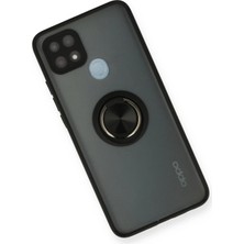 Newface Oppo A15 Kılıf Montreal Yüzüklü Silikon Kapak - Siyah