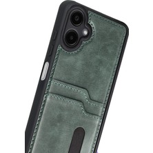 Newface Samsung Galaxy A07 4g Sara Kartvizitli Deri Kılıf - Yeşil