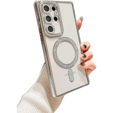 Newface Samsung Galaxy S24 Ultra Kılıf Joke Simli Magneticsafe Kılıf - Derin Mor