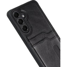 Newface Samsung Galaxy M15 Sara Kartvizitli Deri Kılıf - Siyah