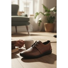 Enochhakiki Deri Desenli Klasik Bağcıklı Lastik Detaylı Erkek Ayakkabı