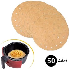 NW NessiWorld Buffer® 50 Adet Air Fryer Pişirme Kağıdı Tek Kullanımlık Gıda Pişirme Kağıdı Delikli Yuvarlak Model