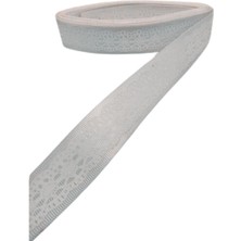 NW NessiWorld Tafta Dantel Görünümlü Kurdele Gri 25 mm 10 Metre