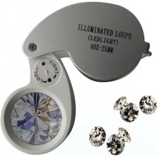 Epilons 40X25MM Alüminyum Gövde LED Işıklı Profesyonel Teknik Lup Büyüteç Detay Kontrol Merceği