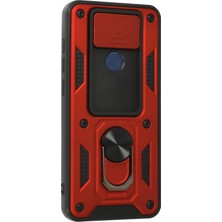 Newface Xiaomi Redmi Note 9 Kılıf Pars Lens Yüzüklü Silikon - Kırmızı