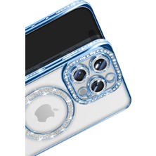 Newface Iphone 16 Pro Max Kılıf Joke Simli Magneticsafe Kılıf - Mavi