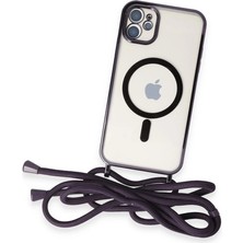 Newface Iphone 11 Kılıf Divo Lazer Askılı Magsafe Kapak - Derin Mor