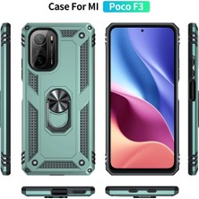 Newface Xiaomi Poco F3 Kılıf Sofya Yüzüklü Silikon Kapak - Yeşil