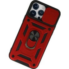 Newface Iphone 13 Pro Kılıf Pars Lens Yüzüklü Silikon - Kırmızı