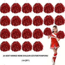 NW NessiWorld 10 Çift ( 20 Adet ) Kırmızı Renk 23 Nisan 19 Mayıs 29 Ekim Okul Gösteri Ponponları