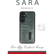 Newface Samsung Galaxy A56 Kılıf Sara Kartvizitli Deri Kılıf - Siyah