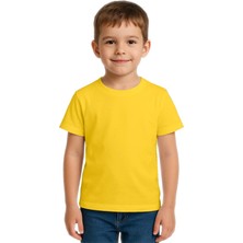 Sedirli Unisex Düz Renkli Çocuk Tişört Pamuklu Penye Kumaş