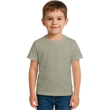 Sedirli Unisex Düz Renkli Çocuk Tişört Pamuklu Penye Kumaş