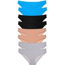 Vexor 8 Adet Süper Eko Set Likralı Kadın Slip Külot Siyah Ten Gri Mavi