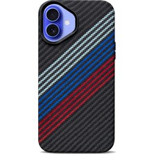 Caseart iPhone 16 ile Uyumlu Kapak Magsafe Şarj Özellikli Ince Yapılı Karbon Kevlar Kılıf - Siyah