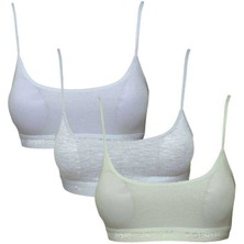 Vexor Pedli Ip Askılı Beyaz Gri ve Krem Büstiyer 3 Adet