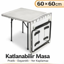 Moemi 60×60 cm Beyaz Katlanabilir Masa Çok Amaçlı–balkon, Bahçe,kamp & Piknik Masası– Hafif Taşınabilir