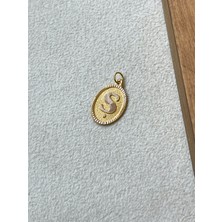 Rupen Kraft 14 Ayar Altın Oval Harf Ş Kolye Ucu Altın Oval Ş Harfi Kolye Ucu Altın Harf Altın Uç