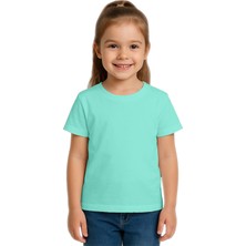 Sedirli Unisex Düz Renkli Çocuk Tişört Pamuklu Penye Kumaş