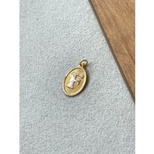 Rupen Kraft 14 Ayar Altın Oval Harf F Kolye Ucu Altın Oval F Harfi Kolye Ucu Altın Harf Altın Uç