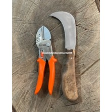Bulmax Set Örs Tipi Budama Makası Karbon Çelik Aşı Bıçağı Cep Çakısı 26CM 2li Set
