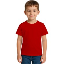 Sedirli Unisex Düz Renkli Çocuk Tişört Pamuklu Penye Kumaş