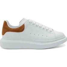 Mcqueenoversized Beyaz Erkek Deri Sneaker Turuncu
